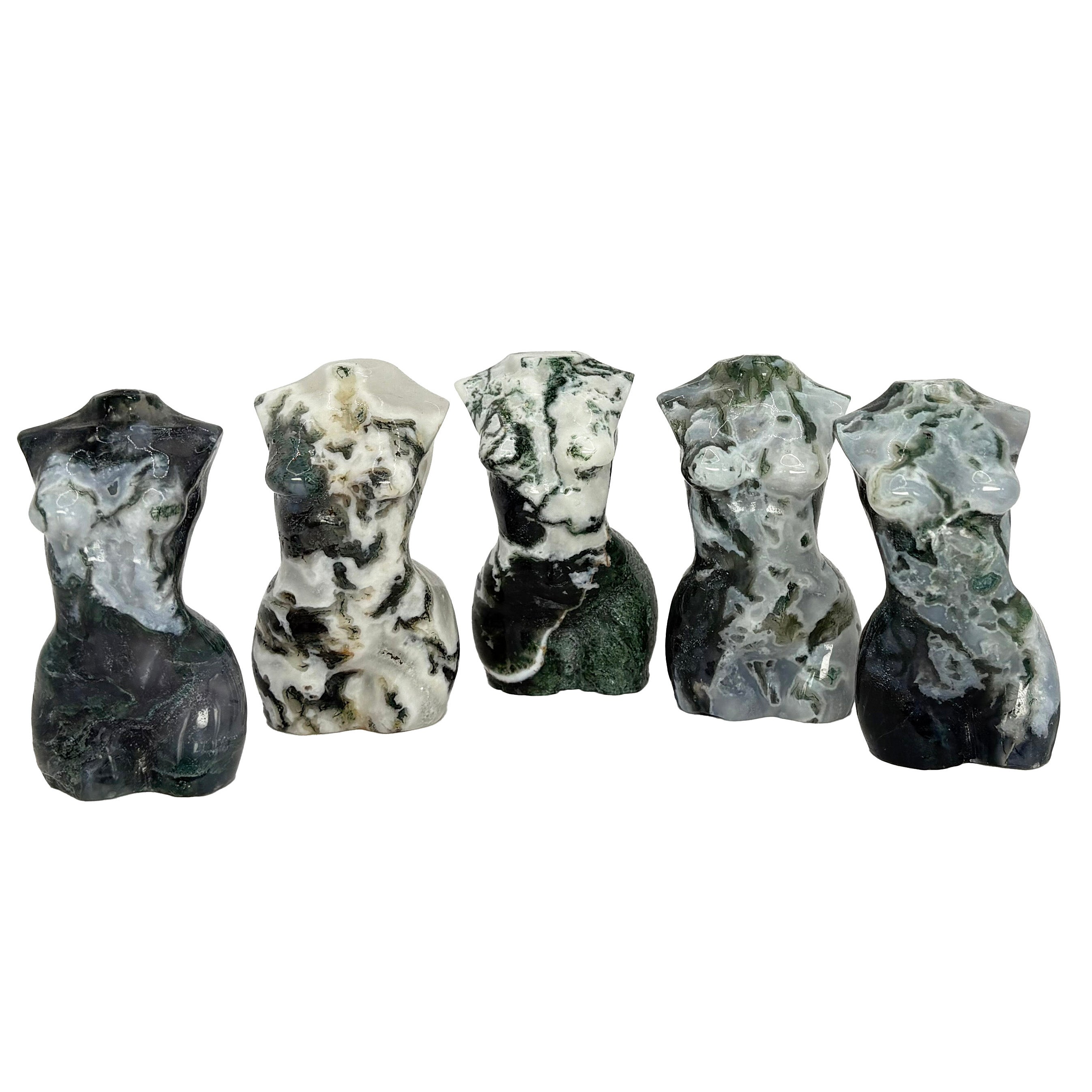 Moss Agate Goddess Body Sculpture