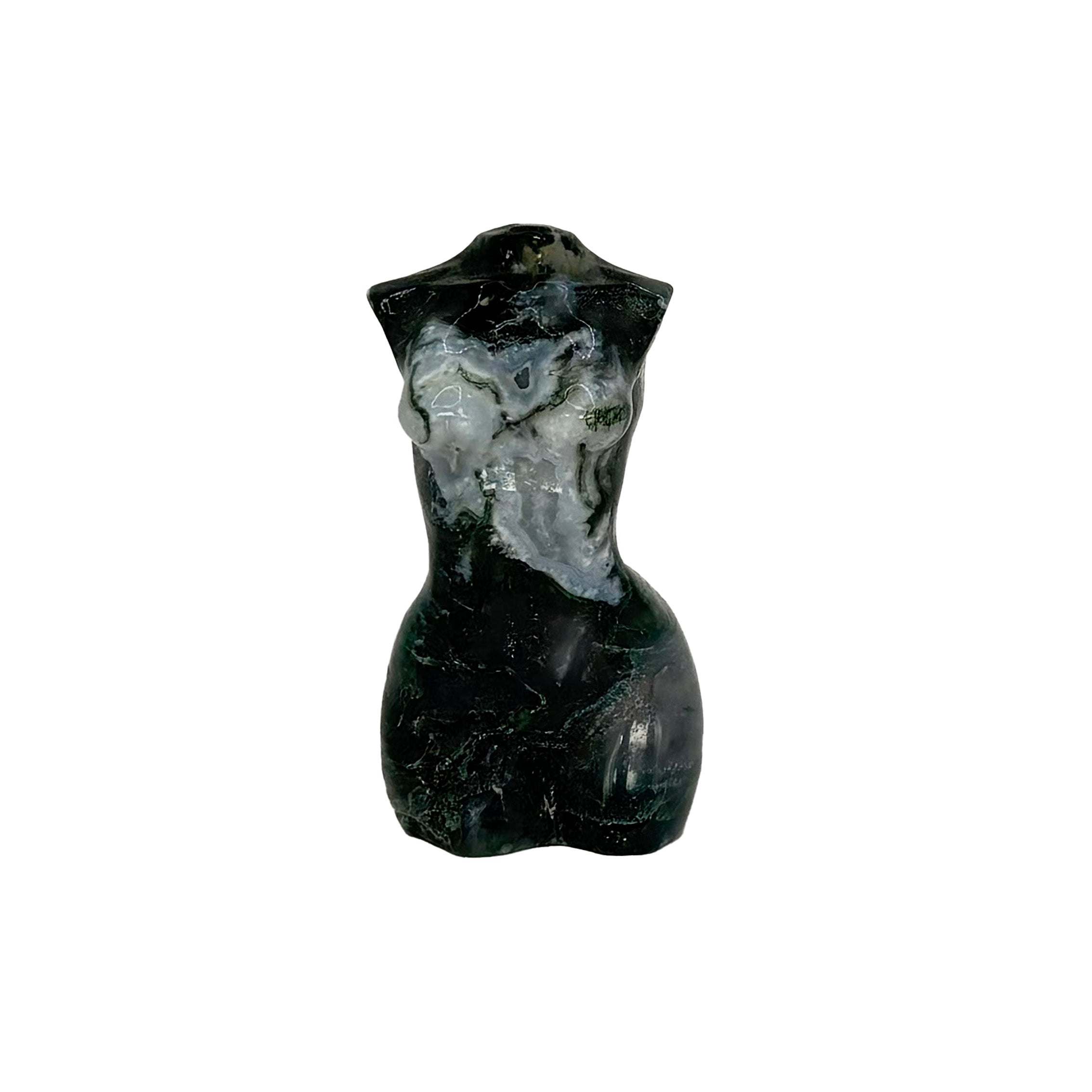 Moss Agate Goddess Body Sculpture