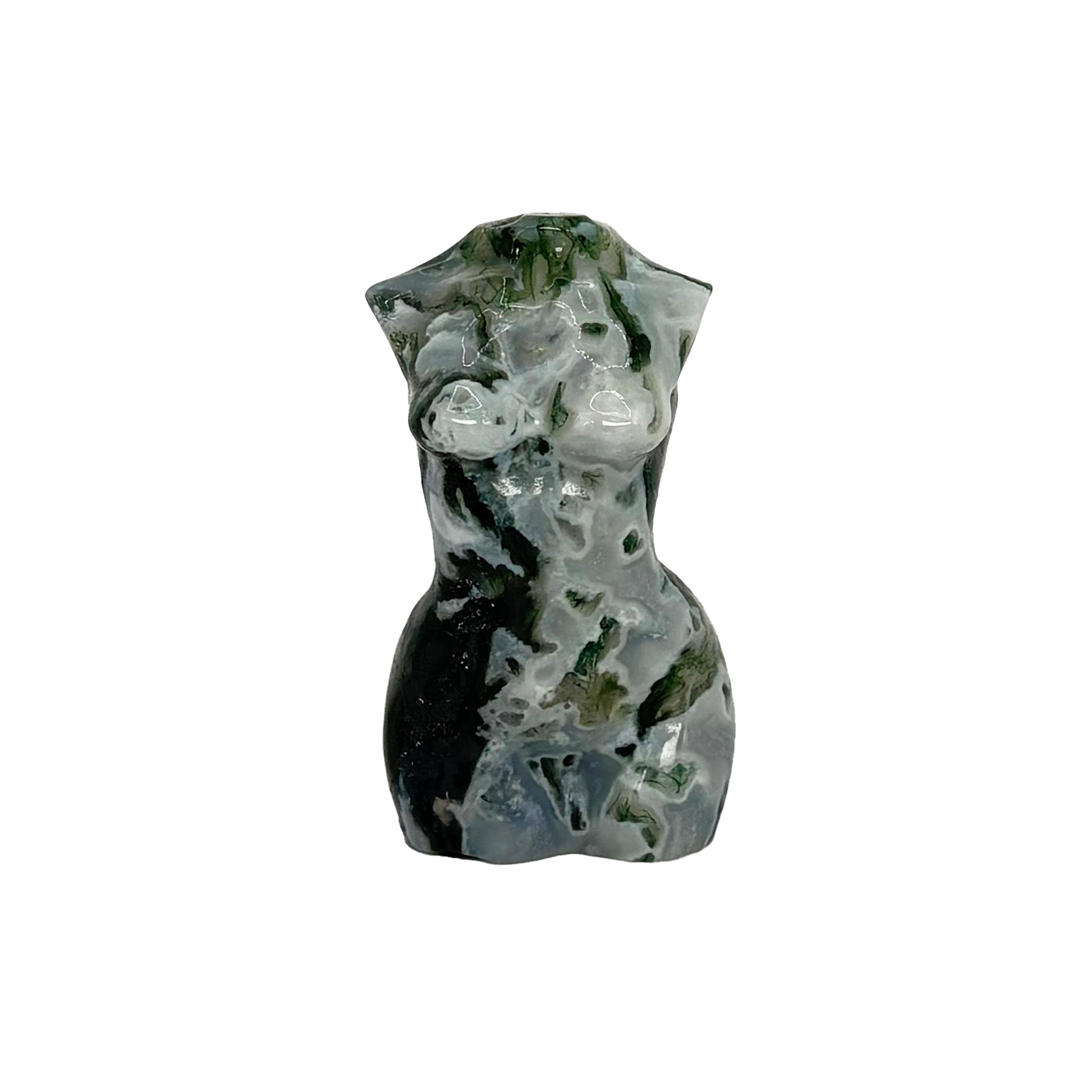 Moss Agate Goddess Body Sculpture