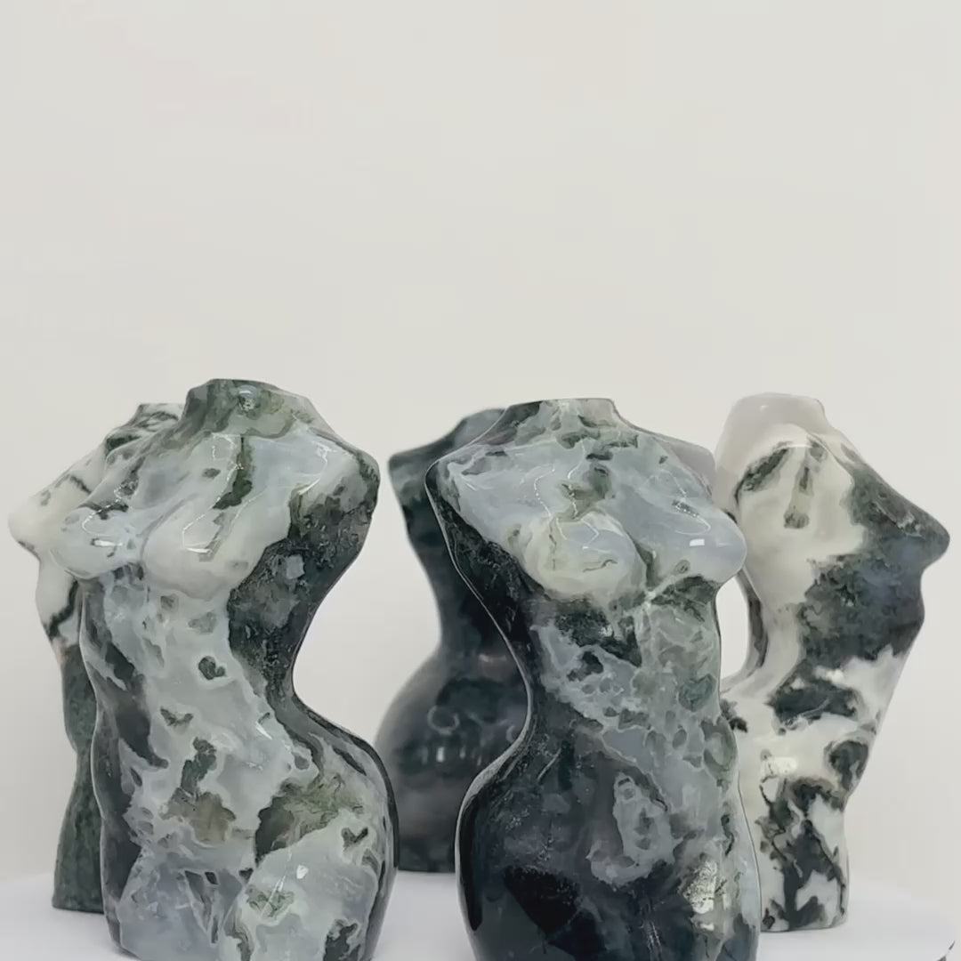 Moss Agate Goddess Body Sculpture